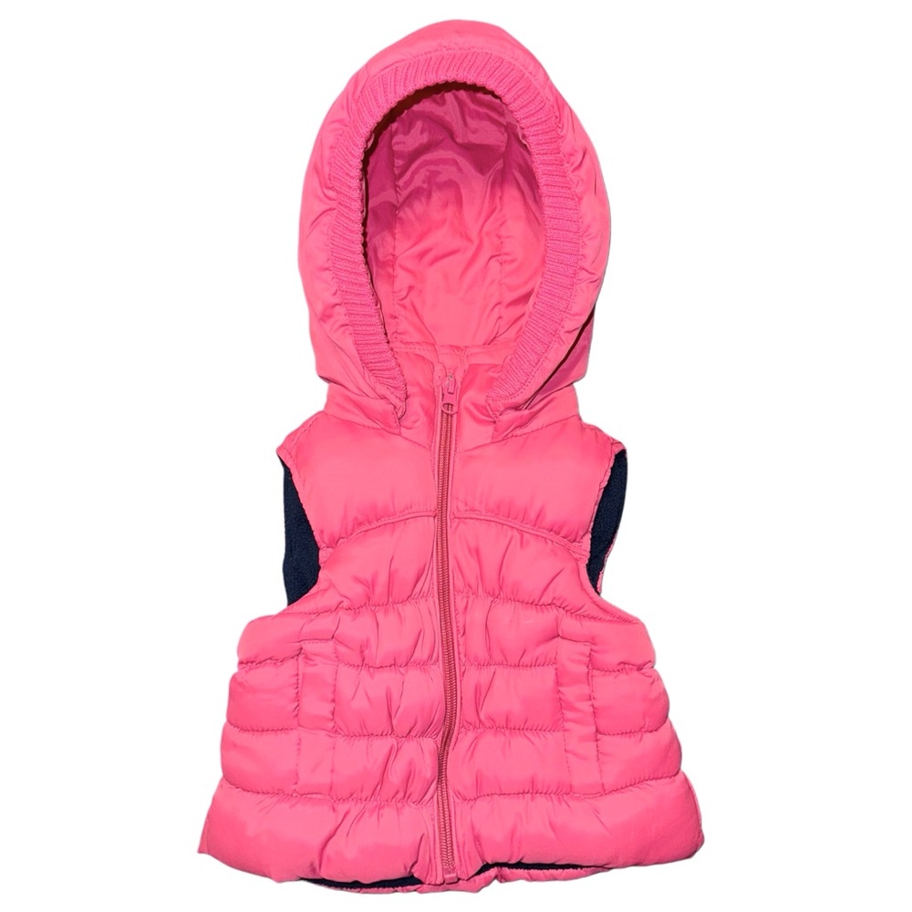 Lily & Dan Baby Girl Pink Puffer Vest With Removable Hood Size 6-12 Months
